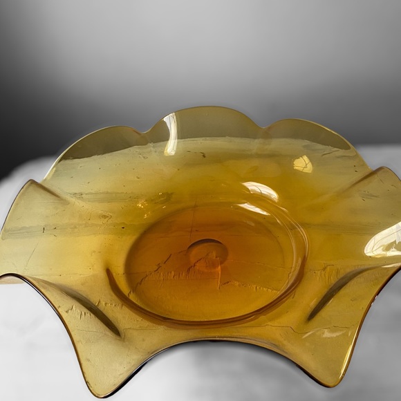 Vintage Amber MCM Glass Bowl - Picture 8 of 8